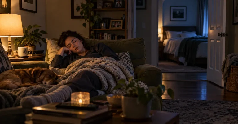 fall asleep on couch but not bed